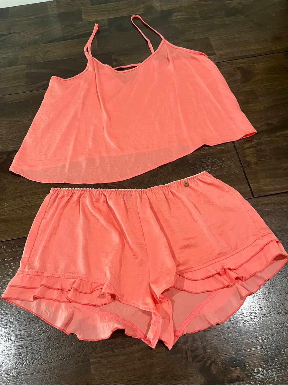 Midnight Bakery XL Women's XL Coral Sleep Set Two Piece Camisole Shorts Pajamas